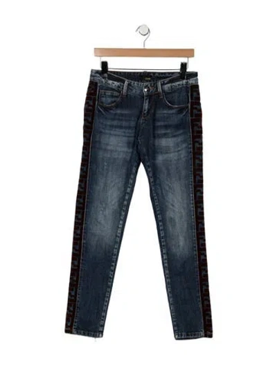 Pre-owned Fendi Mid-rise Straight Leg Jeans In Blue