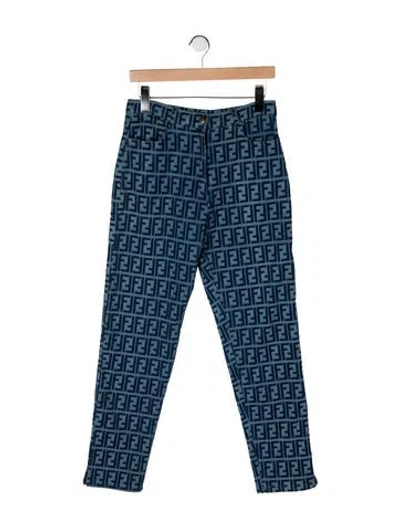 Pre-owned Fendi Mid-rise Straight Leg Jeans In Blue