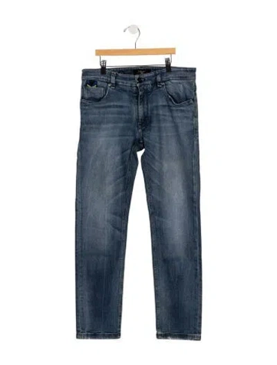 Pre-owned Fendi Mid-rise Straight Leg Jeans In Blue
