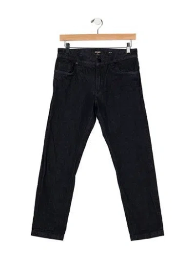 Pre-owned Fendi Mid-rise Straight Leg Jeans In Blue