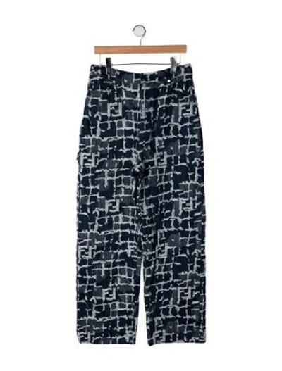 Pre-owned Fendi Mid-rise Straight Leg Jeans In Blue