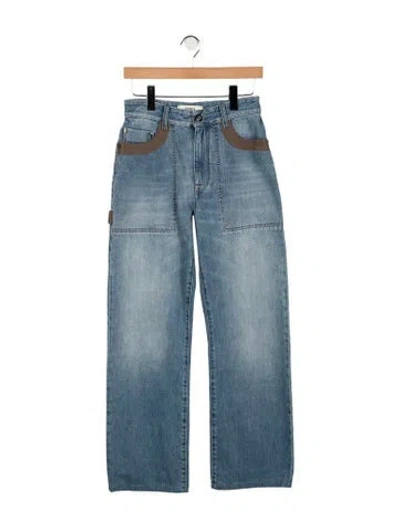 Pre-owned Fendi Mid-rise Straight Leg Jeans In Blue