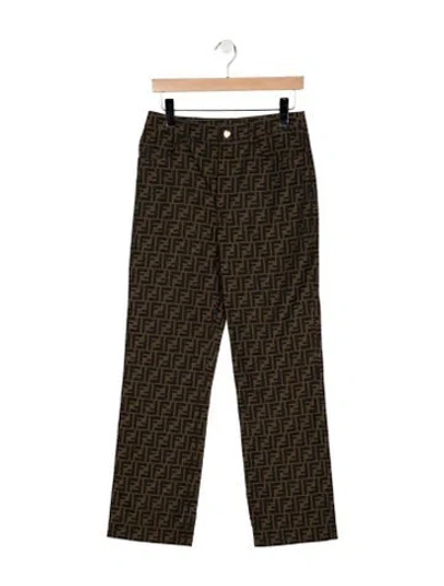 Pre-owned Fendi Mid-rise Straight Leg Jeans In Brown