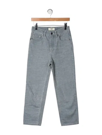 Pre-owned Fendi Mid-rise Straight Leg Jeans In Grey