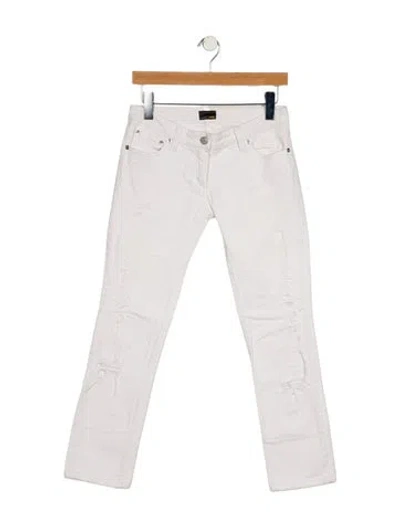 Pre-owned Fendi Mid-rise Straight Leg Jeans In White