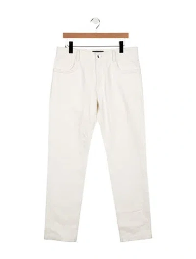 Pre-owned Fendi Mid-rise Straight Leg Jeans In White