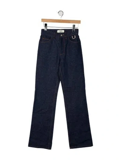 Pre-owned Fendi Mid-rise Wide Leg Jeans In Blue