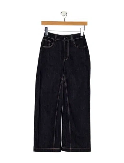 Pre-owned Fendi Mid-rise Wide Leg Jeans In Blue