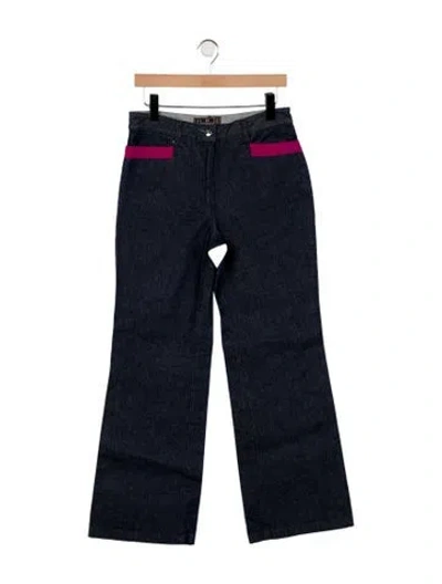 Pre-owned Fendi Mid-rise Wide Leg Jeans In Blue