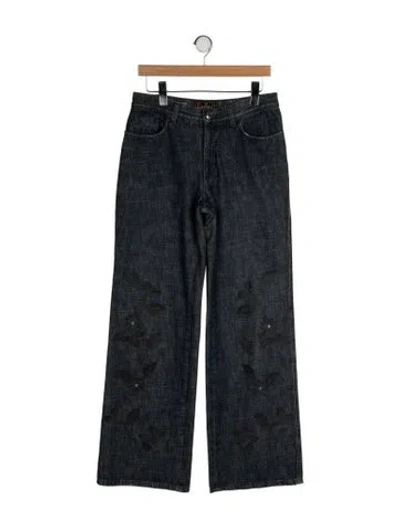 Pre-owned Fendi Mid-rise Wide Leg Jeans In Gray