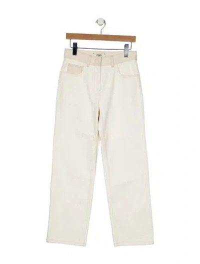 Pre-owned Fendi Mid-rise Wide Leg Jeans In White