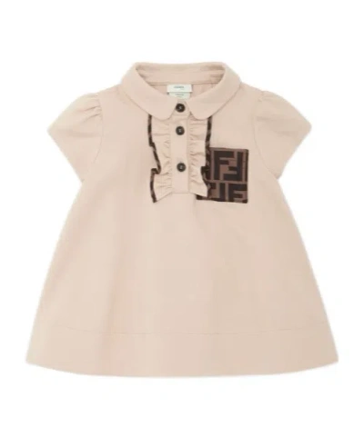 Fendi Milano-stitch Dress In Nude