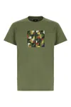 Fendi Crew Neck Cotton T-shirt With Graphic Print In Loden