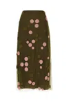 Fendi Sheer Overlay Embroidered Tulle Skirt In Darkgreen