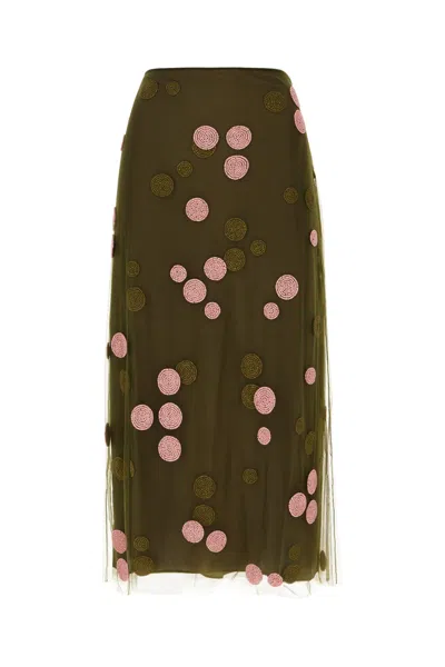 FENDI MILITARY GREEN TULLE SKIRT