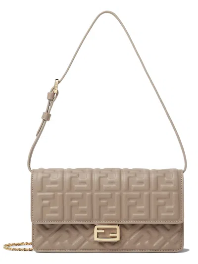 Fendi Mini Bag With Double Shoulder Strap - Height 11.5 Cm, Width 21 Cm, Depth 5 Cm In Azzurro