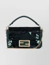 Fendi Mini Bag With Sequin Embellishments And Handle In Green