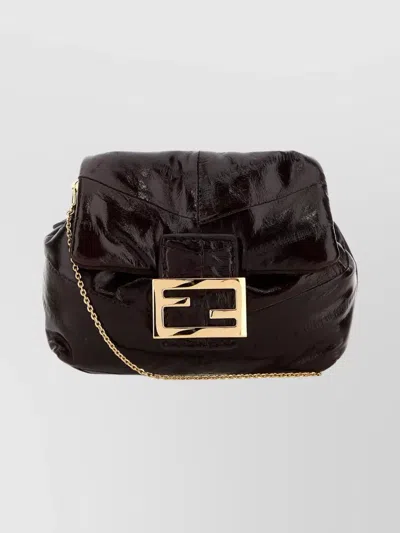 Fendi Mini Baguette Bag Chain Strap In Burgundy