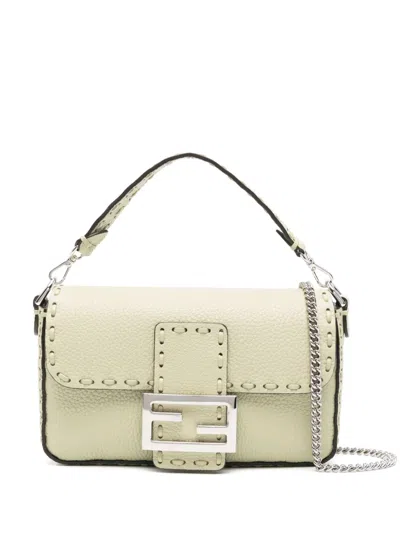 Fendi Mini Baguette Cross Body Bag In Green