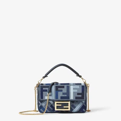 Fendi Mini Baguette Denim Ricamo F