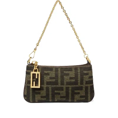 Fendi Mini Baguette Jacquard Chain Pouch In Multi