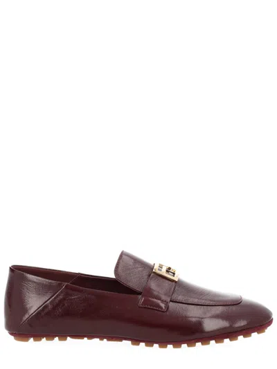 Fendi Mini Baguette Leather Loafers For Women In Burgundy
