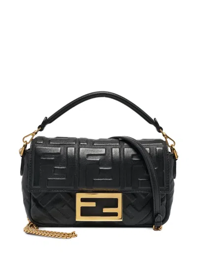 Pre-owned Fendi Mini Baguette Leather Shoulder Bag