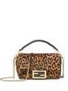 Fendi Mini Baguette Bag In Printed Ponyeffect Calfskin Leather In Brown