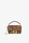 Fendi Mini Baguette Bag In Printed Ponyeffect Calfskin Leather In Brown