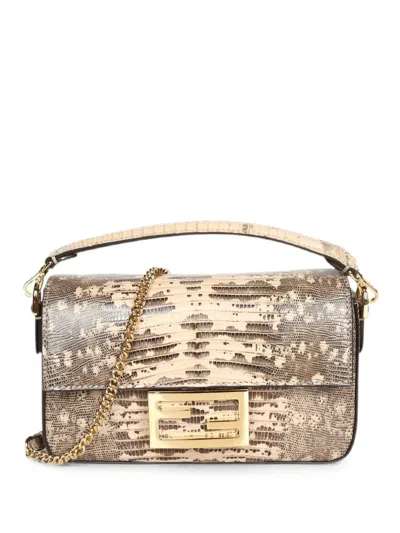Fendi Mini Baguette Lizard-effect Tote Bag In Animal Print