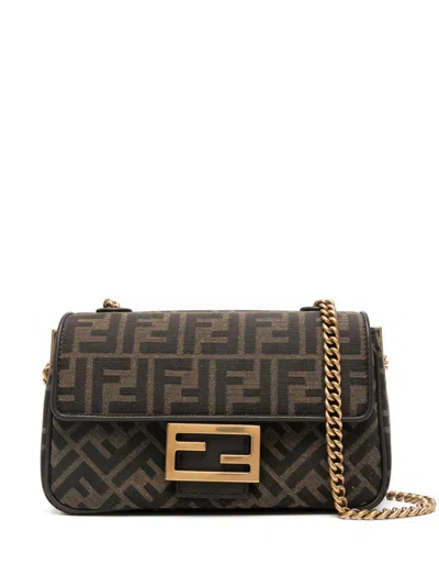 Fendi Mini Baguette Shoulder Bag In Black