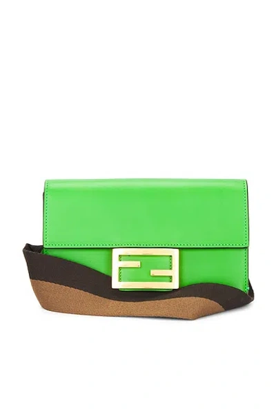 Pre-owned Fendi Mini Baguette Shoulder Bag In Green