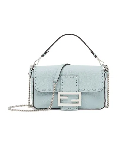 Fendi Mini Baguette Shoulder Bag In Light Blue
