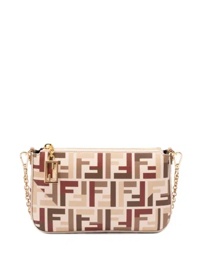 Fendi Mini Baguette Shoulder Bag In Neutral