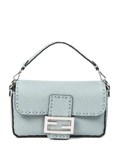 Pre-owned Fendi Mini Baguette Tote Bag In Blue