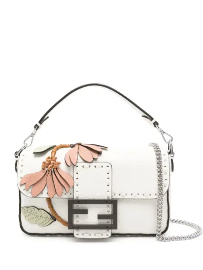 Fendi Mini Baguette Tote Bag In White