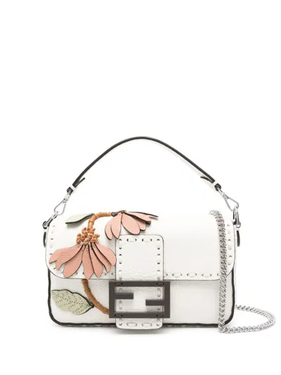 Fendi Mini Baguette Tote Bag In White