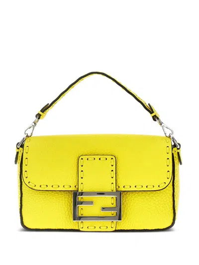Fendi Mini Baguette Tote Bag In Yellow