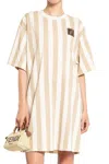 Fendi Striped Mini Dress In Beige