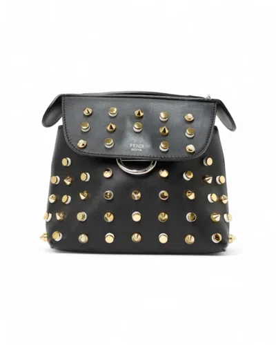 Fendi Mini Borchie Nera Backpack With Distinctive Studded Accents