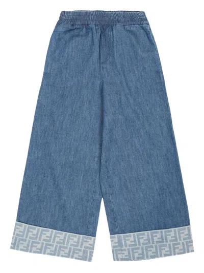 Fendi Mini Boys' Elasticated Waistband Jeans In Blue
