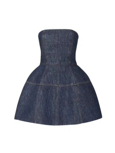 Fendi Mini Bustier Dress With Balloon Skirt In Blue