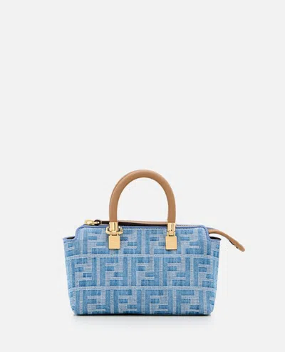 Fendi Mini By The Way Canvas Denim Handbag In Sky Blue