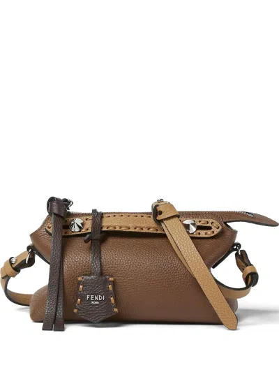 Fendi Mini By The Way Selleria Leather Handbag In Brown