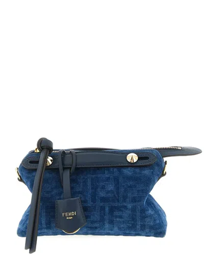 Fendi Mini By The Way Soft Flocked Tote Bag In Blue