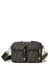 Fendi Mini Camera Case In Superlight Ff Zucca Technical Fabric With Adjustable Strap In Gray