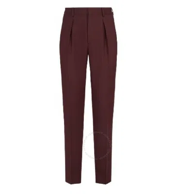 Fendi Mini Cavalry Pleat Detail Wool Pants In Red