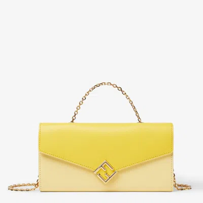 Fendi Mini Chain Pouch For Women - Ss26 Collection In Yellow