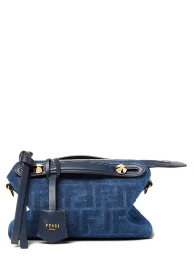 Fendi Mini Charm Bag With Gold-finish Accents - Height 12 Cm; Width 20 Cm; Depth 9 Cm In Blue