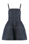 Fendi Women Dark Blue Ff Denim Bustier Mini Dress In Blue